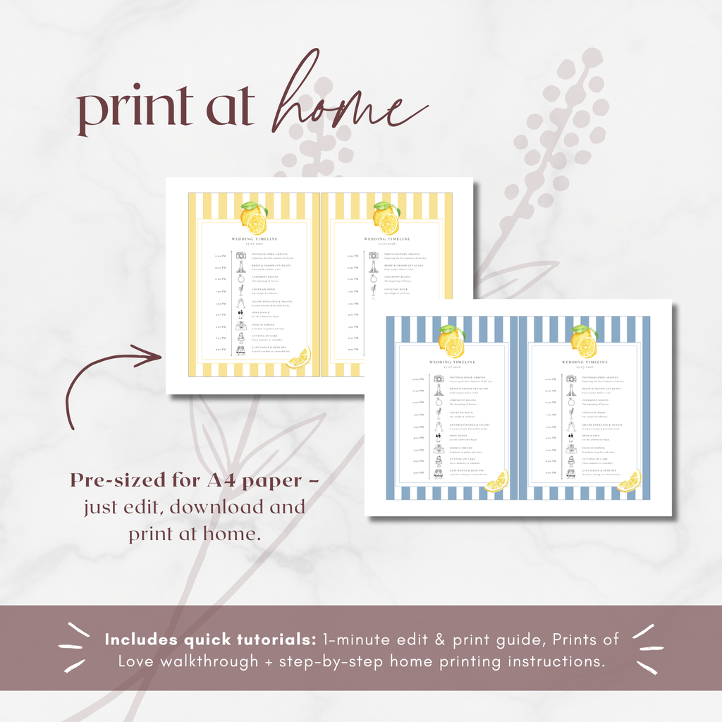 Solea Mare Wedding Day Itinerary Template