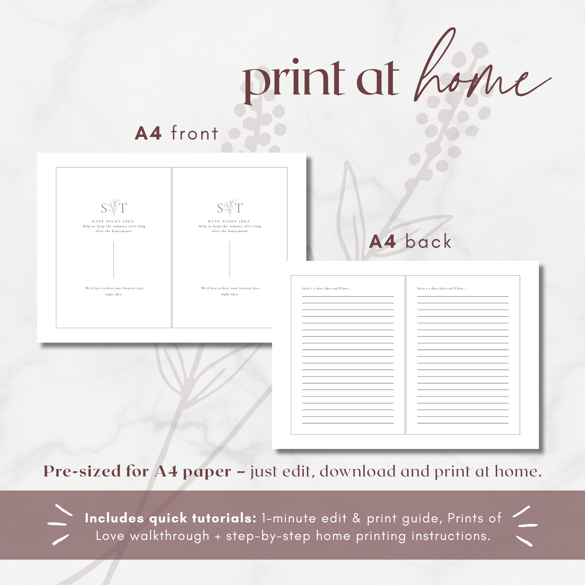 Oliva Essence Wedding Game Card Template: Date Night Idea