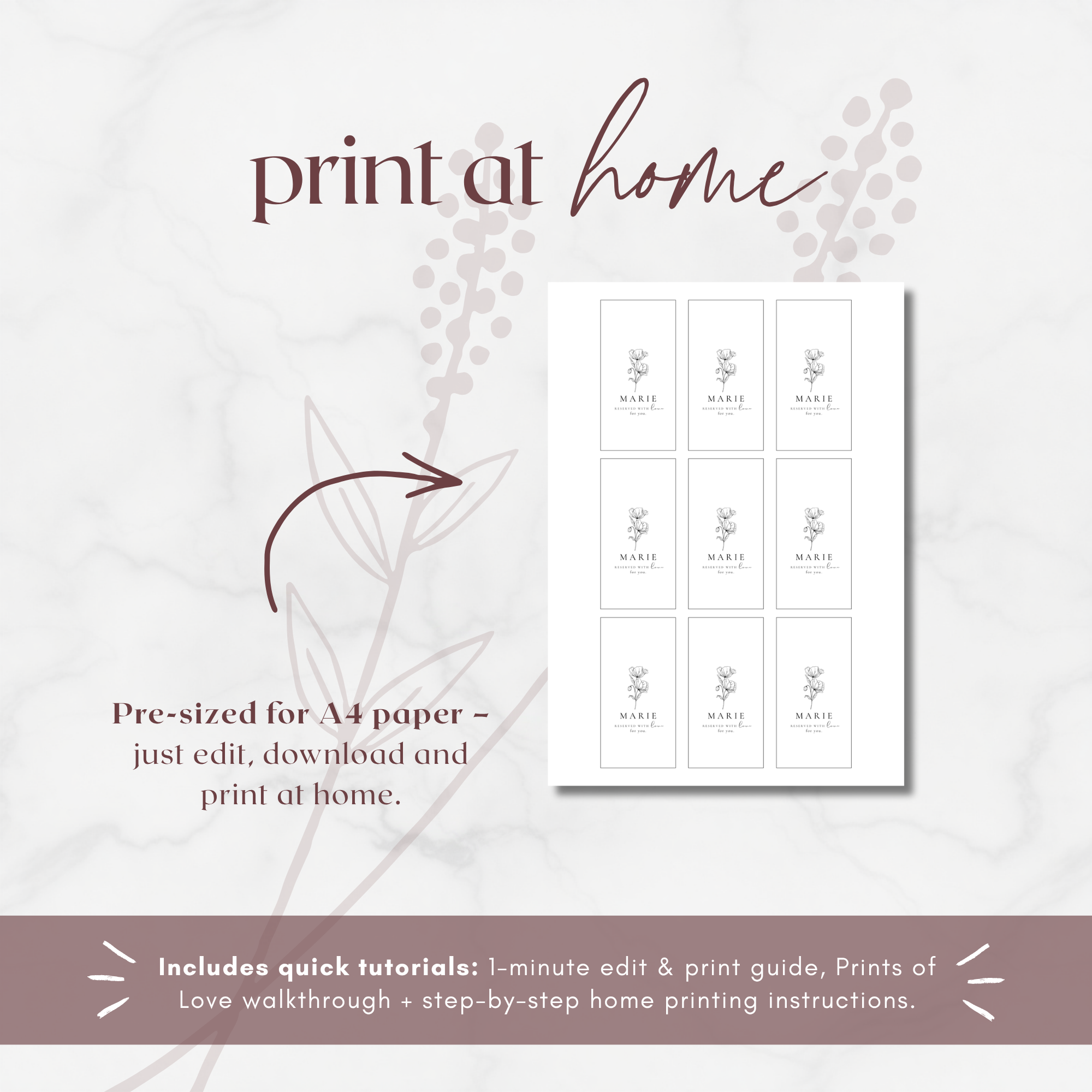 Alba Serenity Wedding Menu Name Tag Template