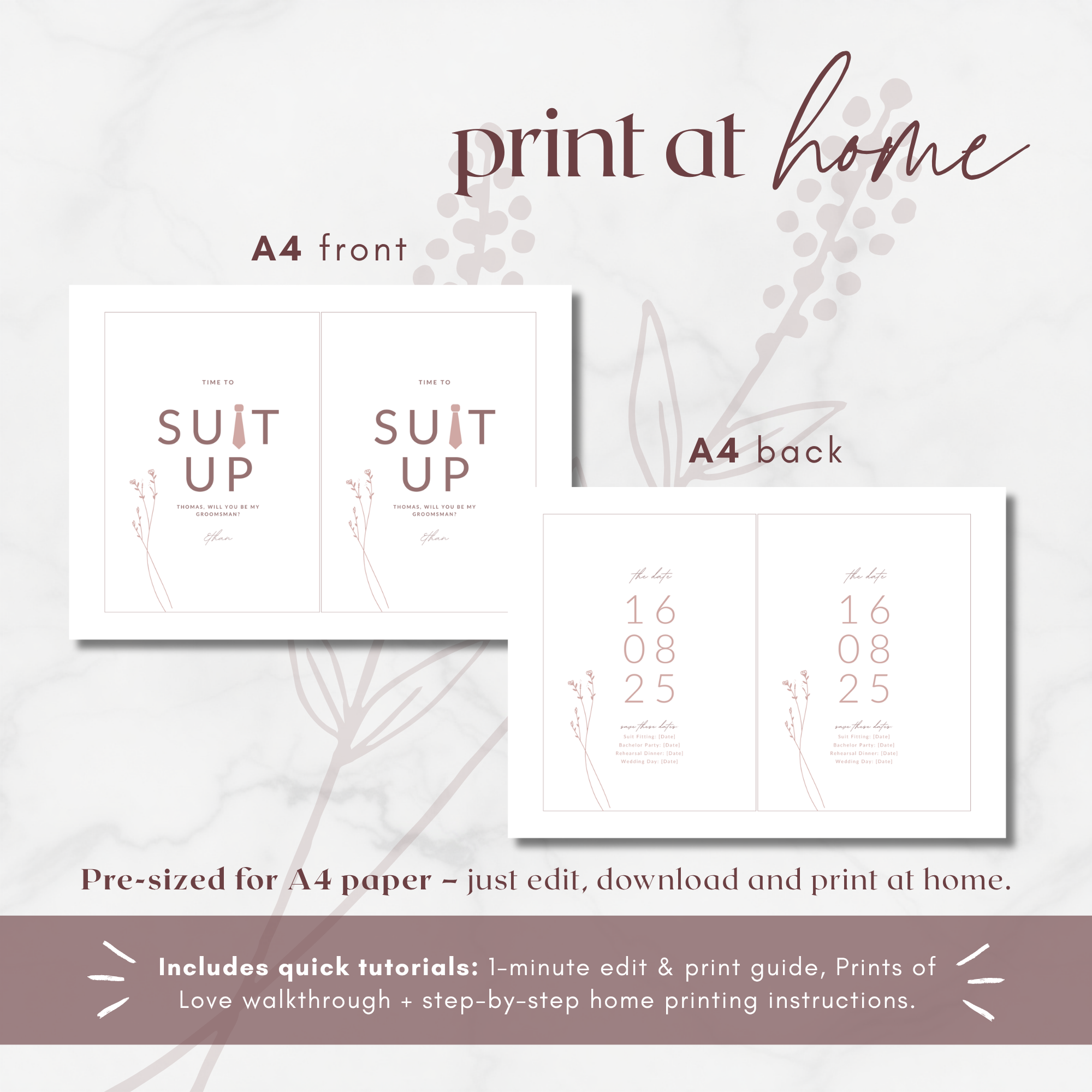 Modern Romantic Groomsmen Proposal Card Template