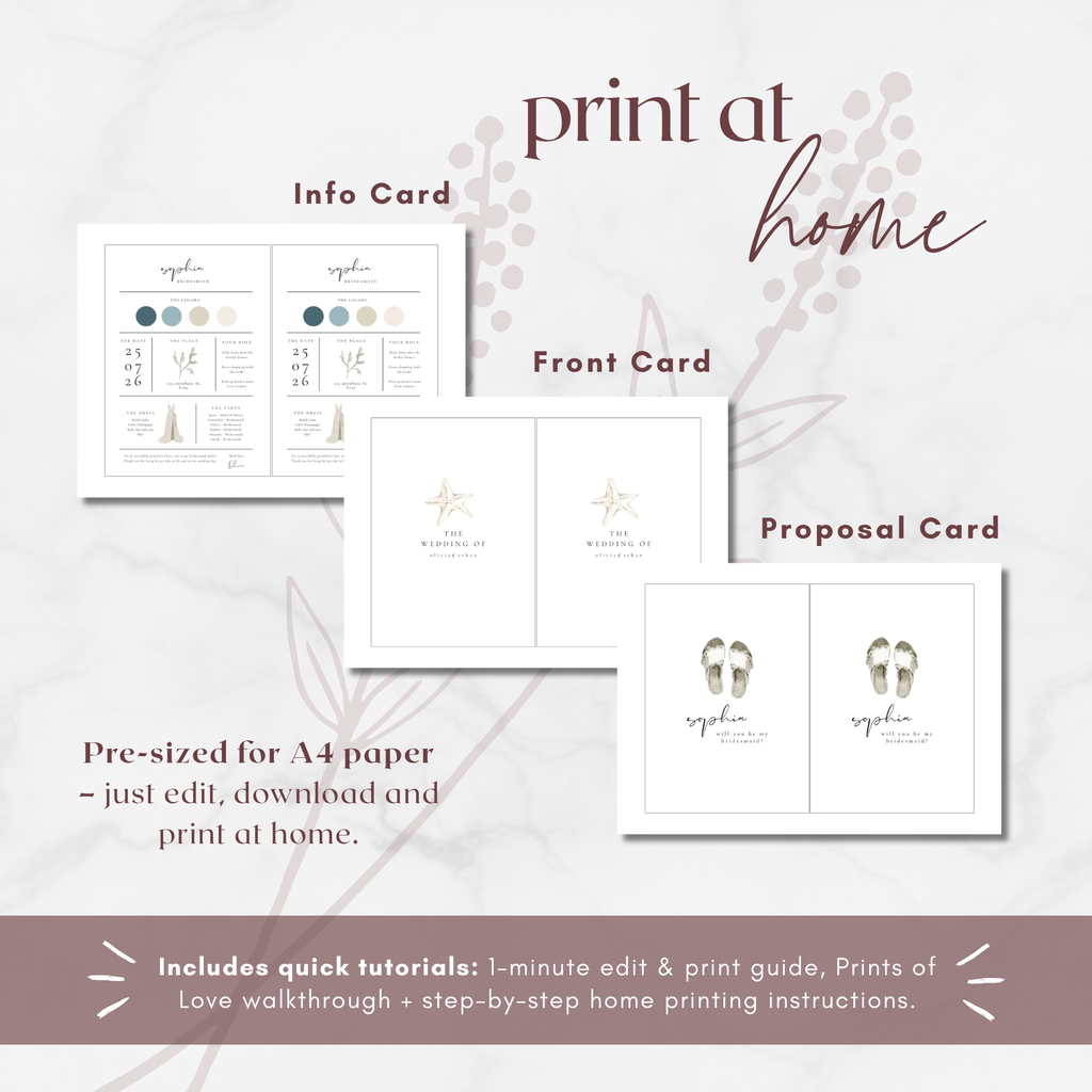 Coastal Whisper Bridesmaid Info Card Template