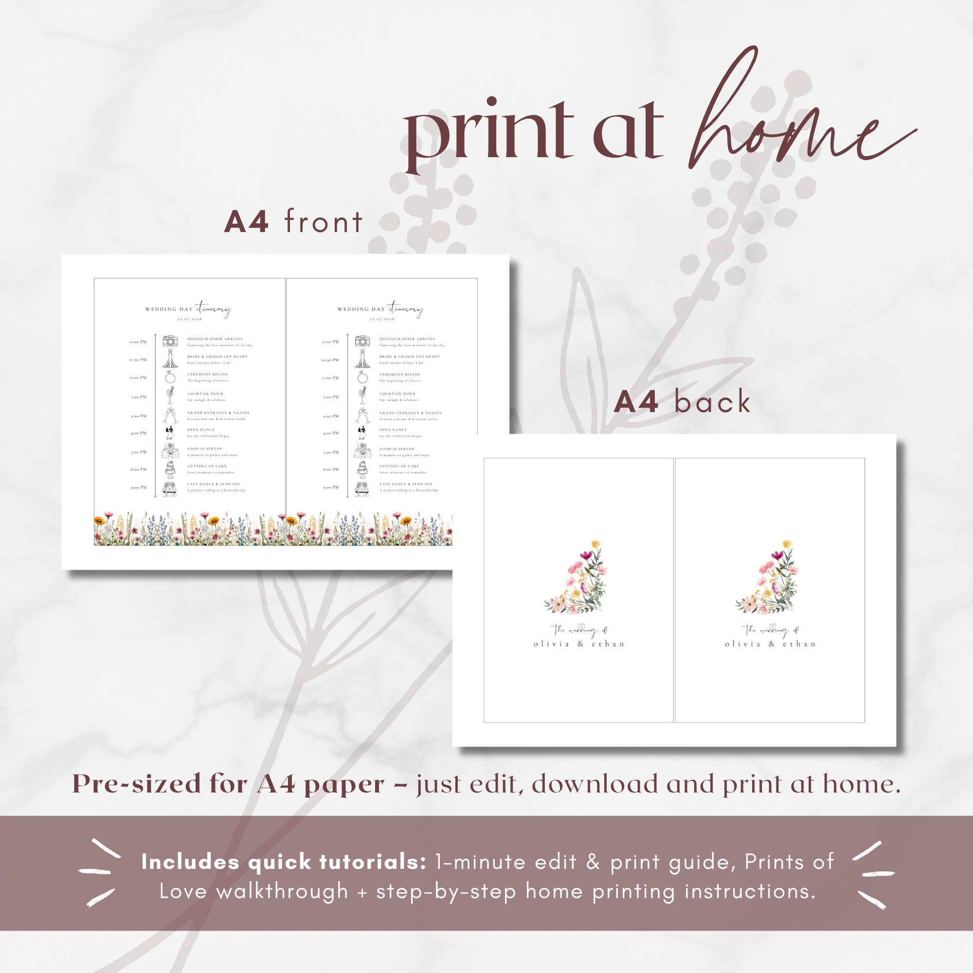 Aurora Valea Wedding Day Itinerary Template