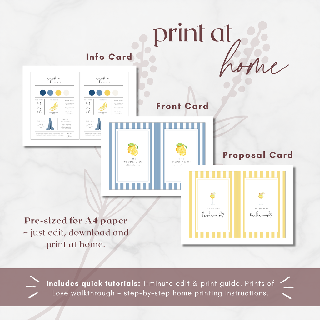 Solea Mare Bridesmaid Info Card Template