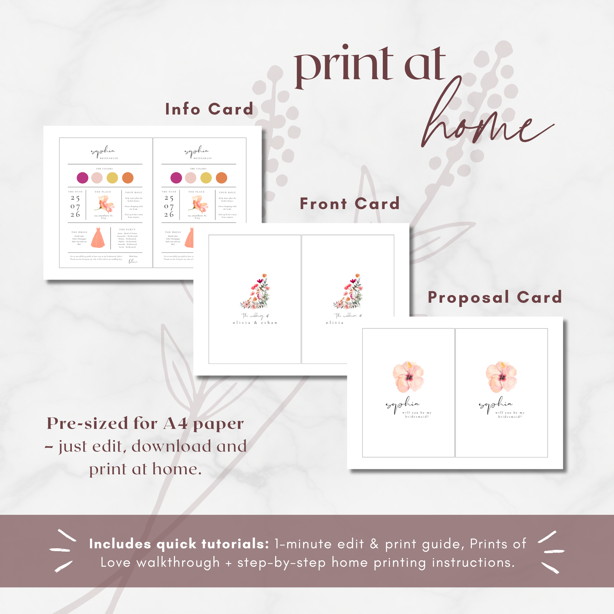 Aurora Valea Bridesmaid Info Card Template