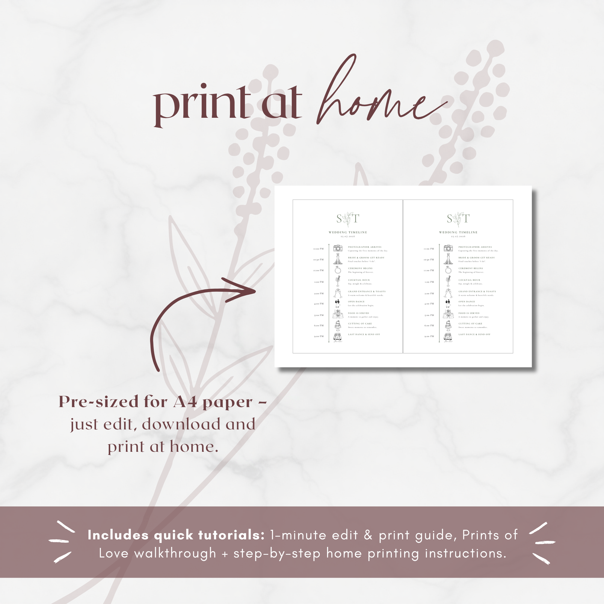 Oliva Essence Wedding Itinerary Template