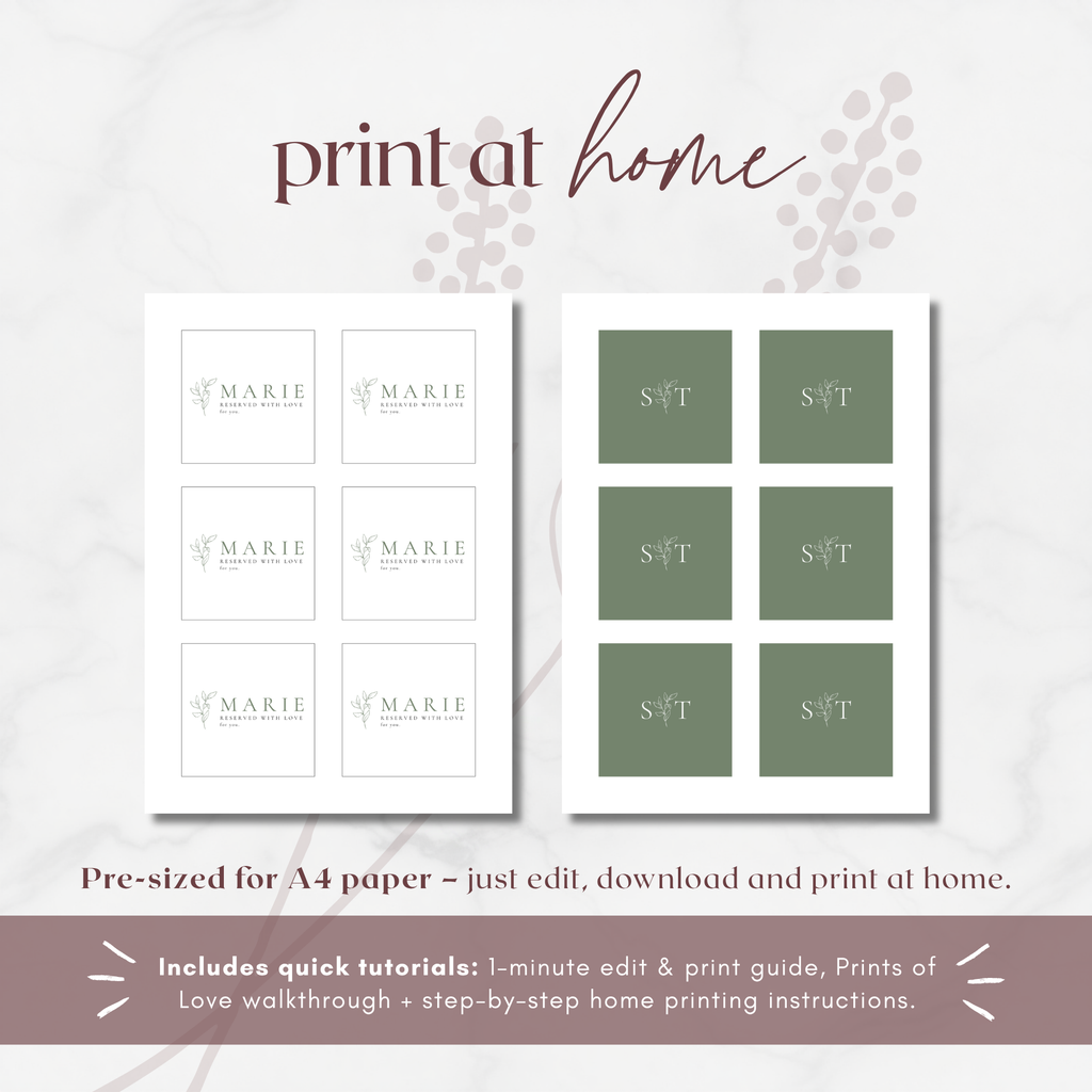 Oliva Essence Wedding Place Card Template