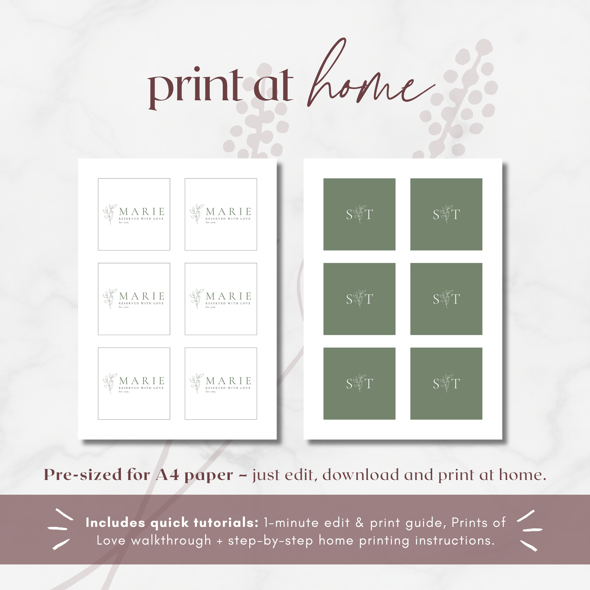 Oliva Essence Wedding Place Card Template