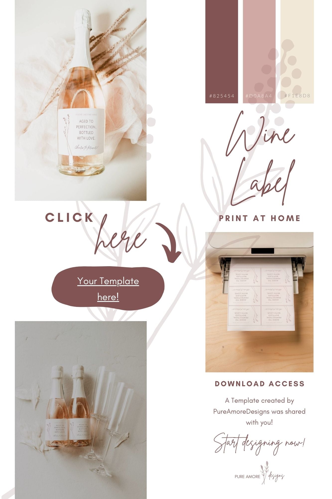 Wine Label Template | Option 02 | Modern Romantic Collection