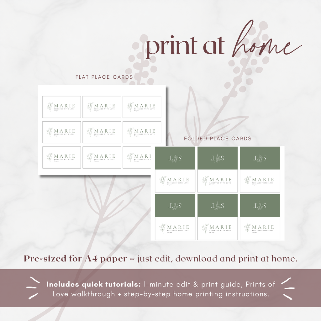 Oliva Essence Wedding Place Card Template