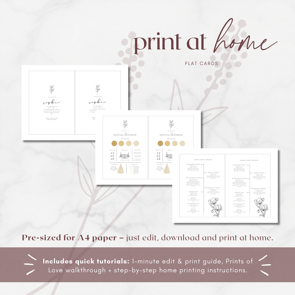 Alba Serenity Bridesmaid Info Card Template Bundle