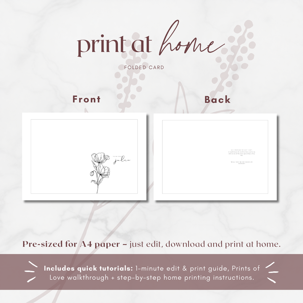 Alba Serenity Maid of Honor Proposal Card Template