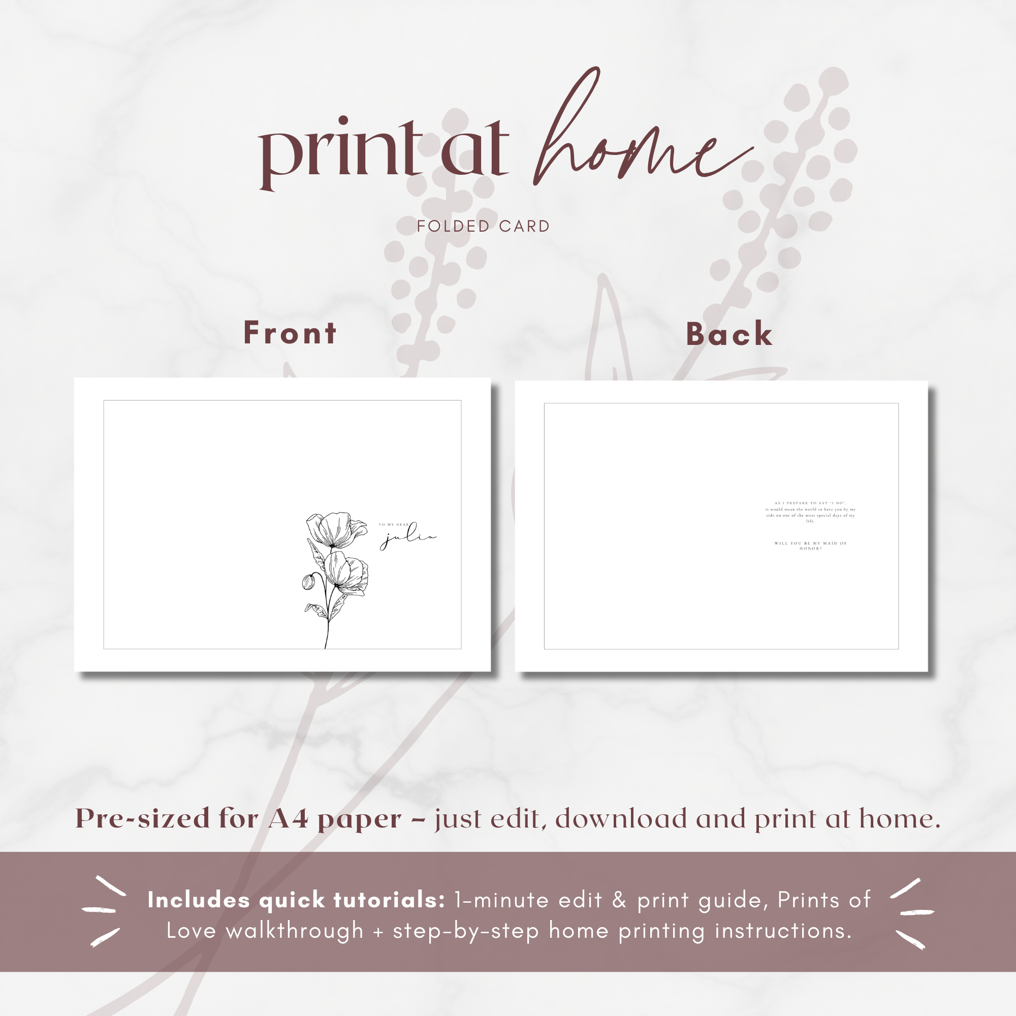 Alba Serenity Maid of Honor Proposal Card Template