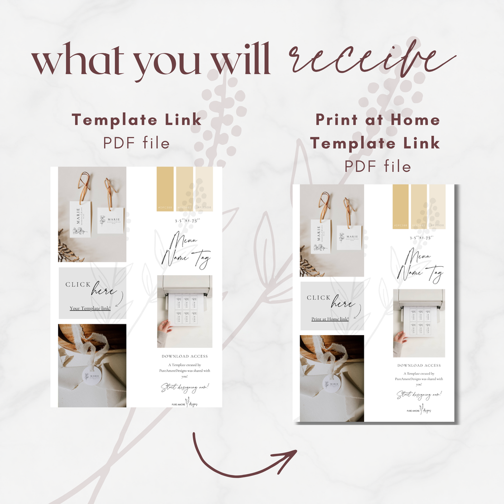 Alba Serenity Wedding Menu Name Tag Template