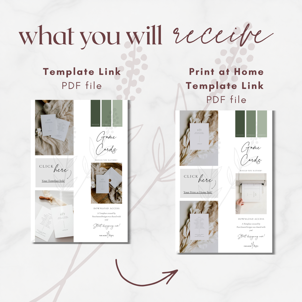 Oliva Essence Wedding Game Card Template: Would You Rather?