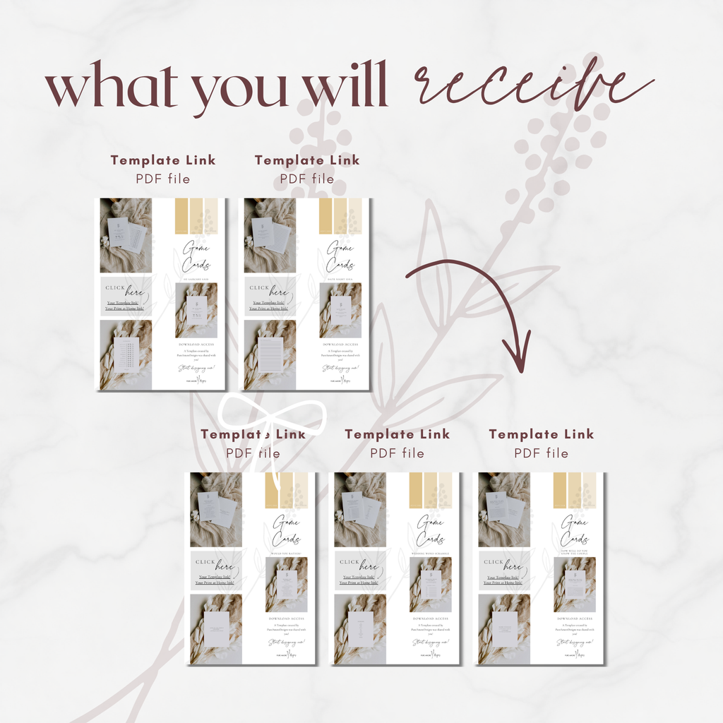 Alba Serenity Wedding Game Cards Bundle Templates