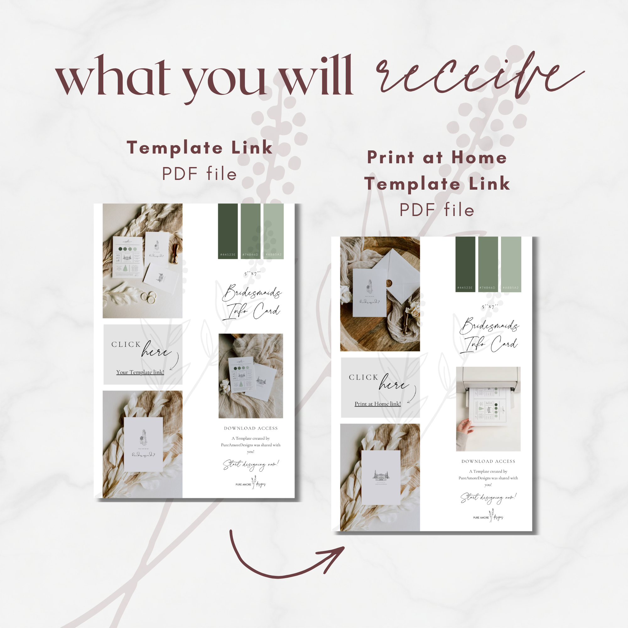 Oliva Essence Bridesmaid Info Card Template Bundle