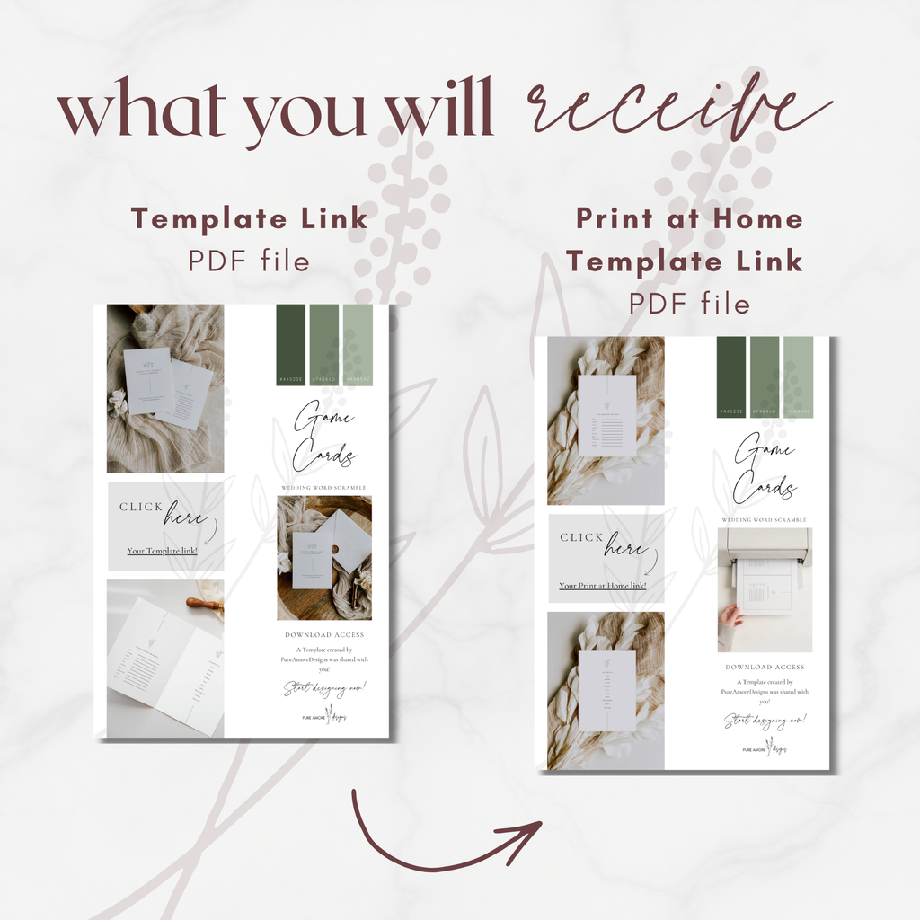 Oliva Essence Wedding Game Card Template: Wedding Word Scramble