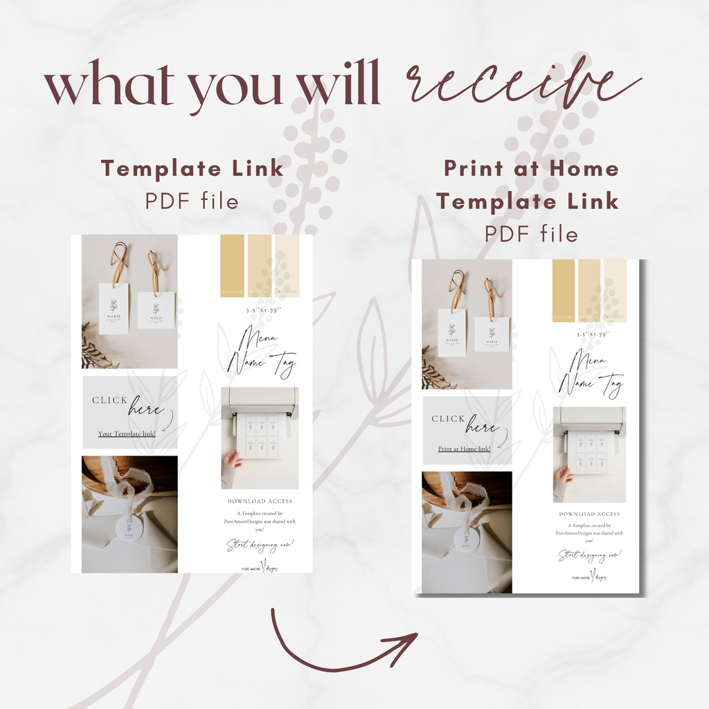Alba Serenity Wedding Menu Name Tag Template