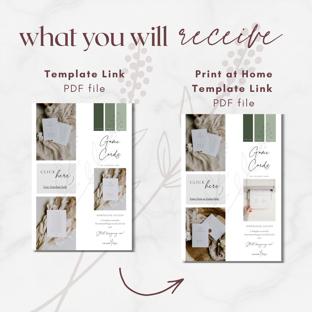 Oliva Essence Wedding Game Card Template: He Said/She Said Game