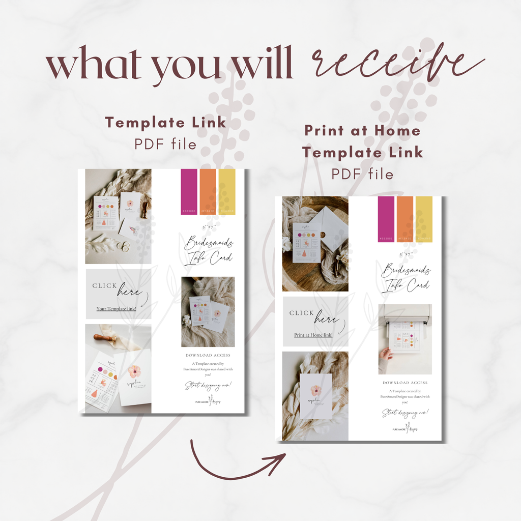 Aurora Valea Bridesmaid Info Card Template