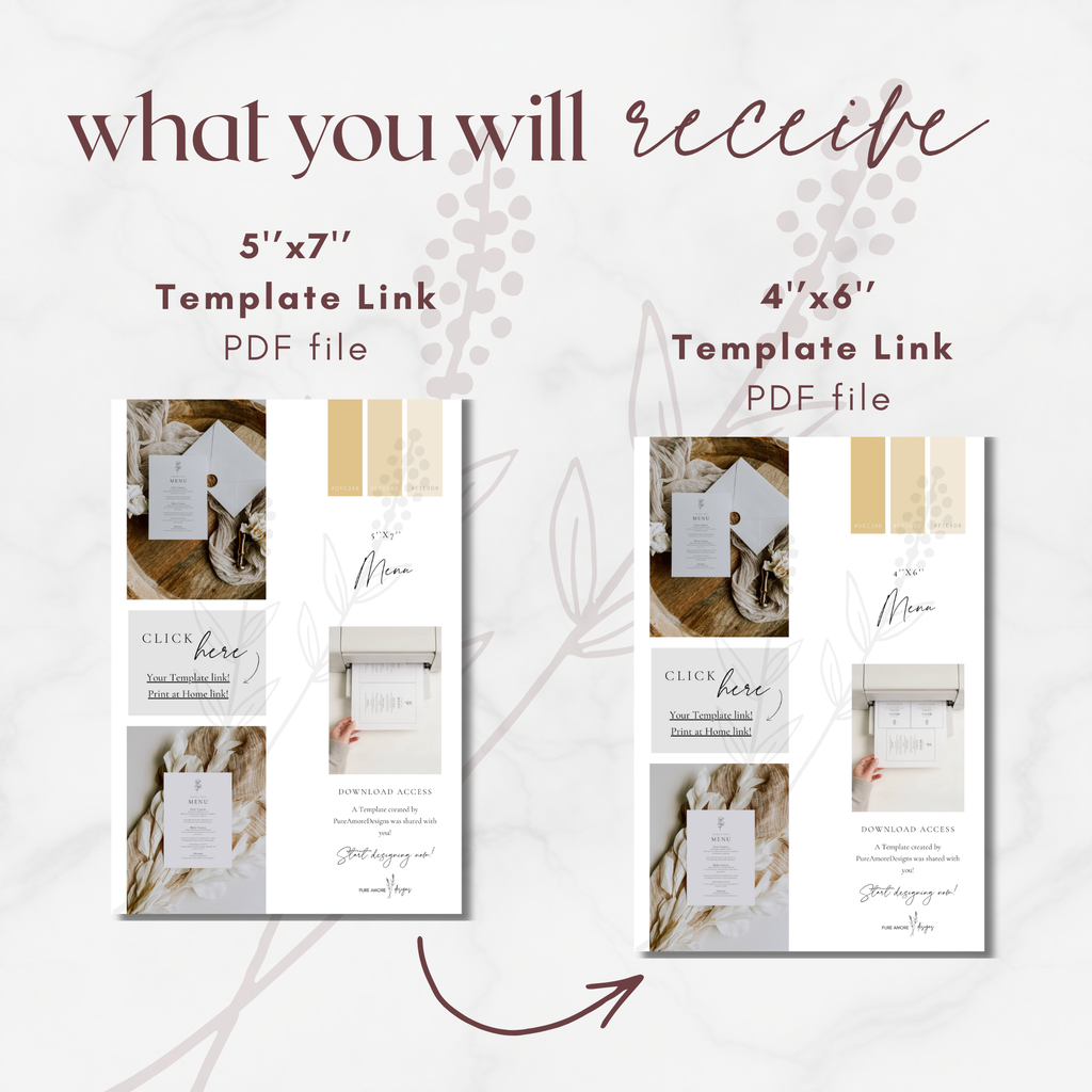 Alba Serenity Wedding Menu Template
