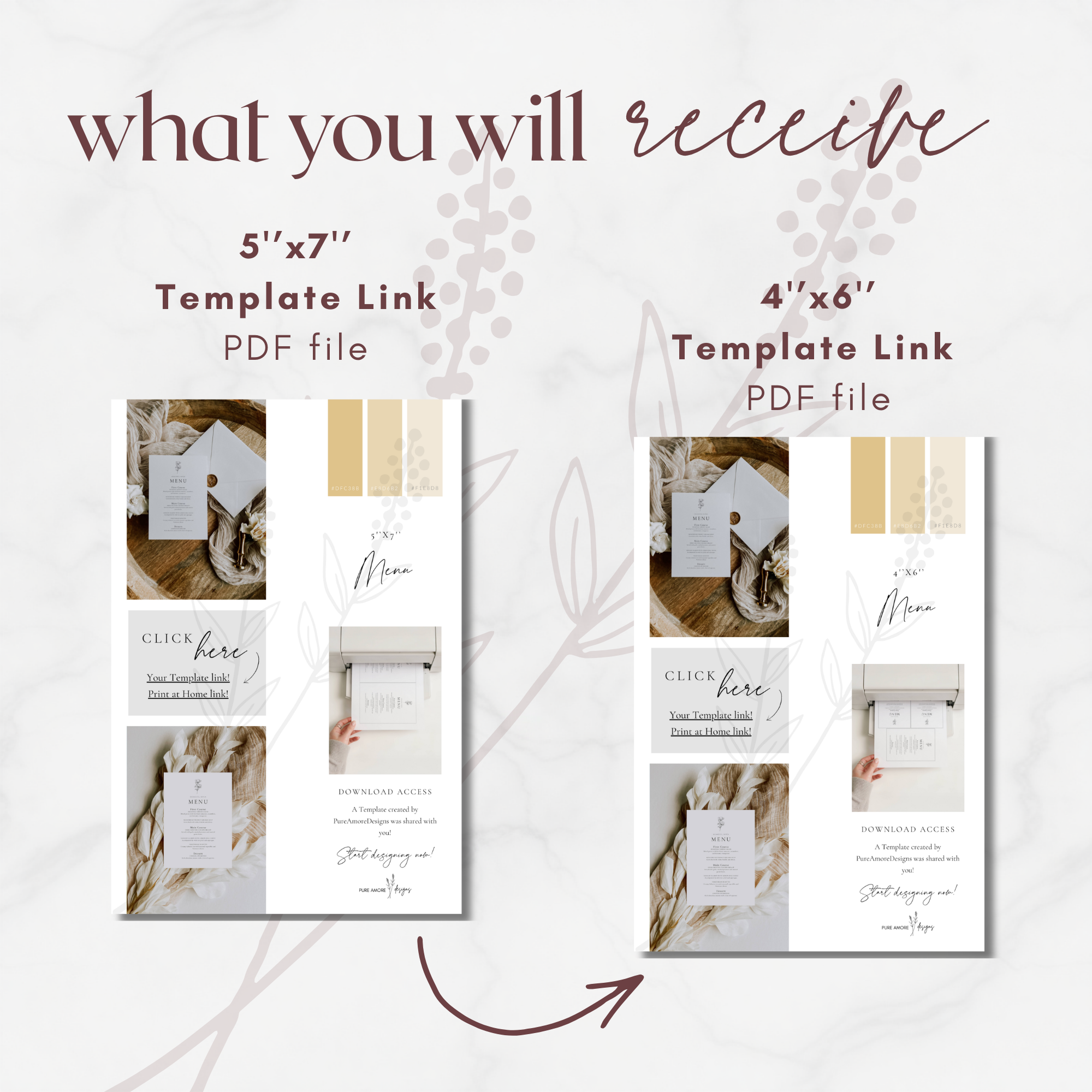 Alba Serenity Wedding Menu Template