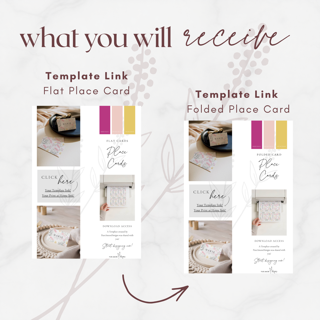 Aurora Vale Wedding Place Cards Template