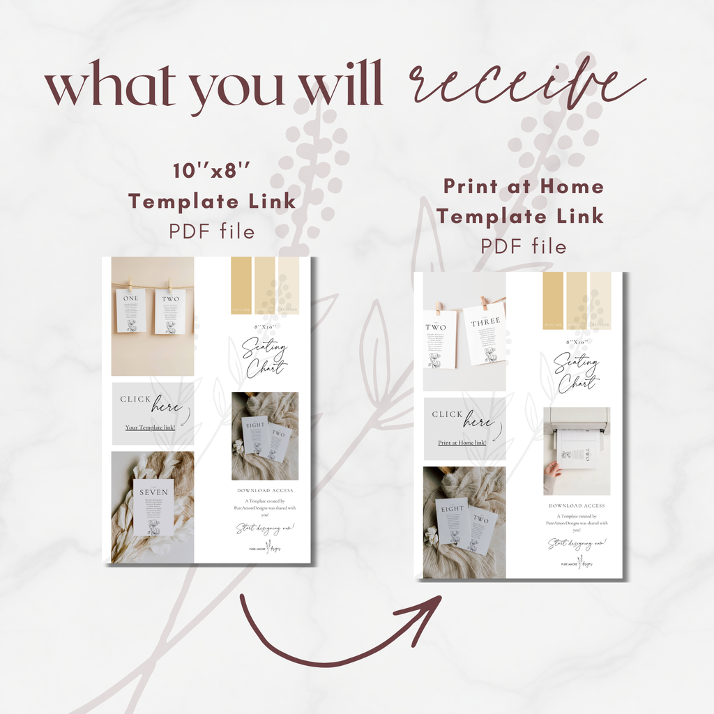 Alba Serenity Seating Chart Template: Table Display Cards