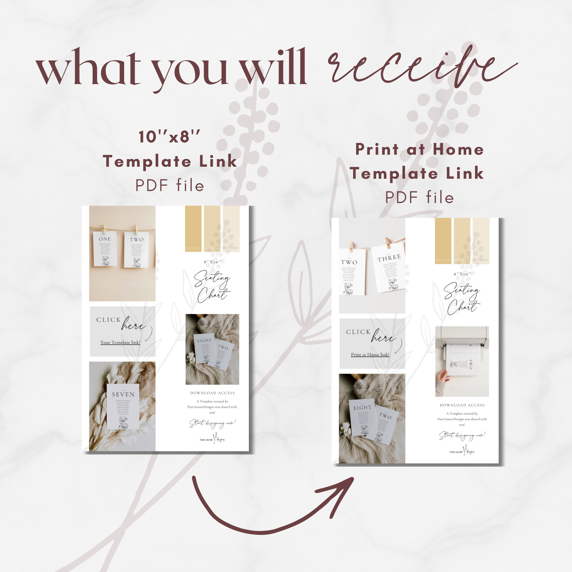Alba Serenity Seating Chart Template: Table Display Cards