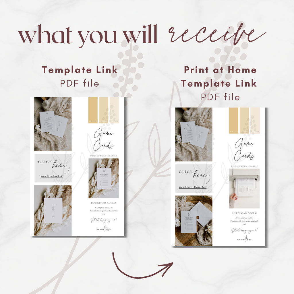 Alba Serenity Wedding Game Cards Template: Wedding Word Scramble