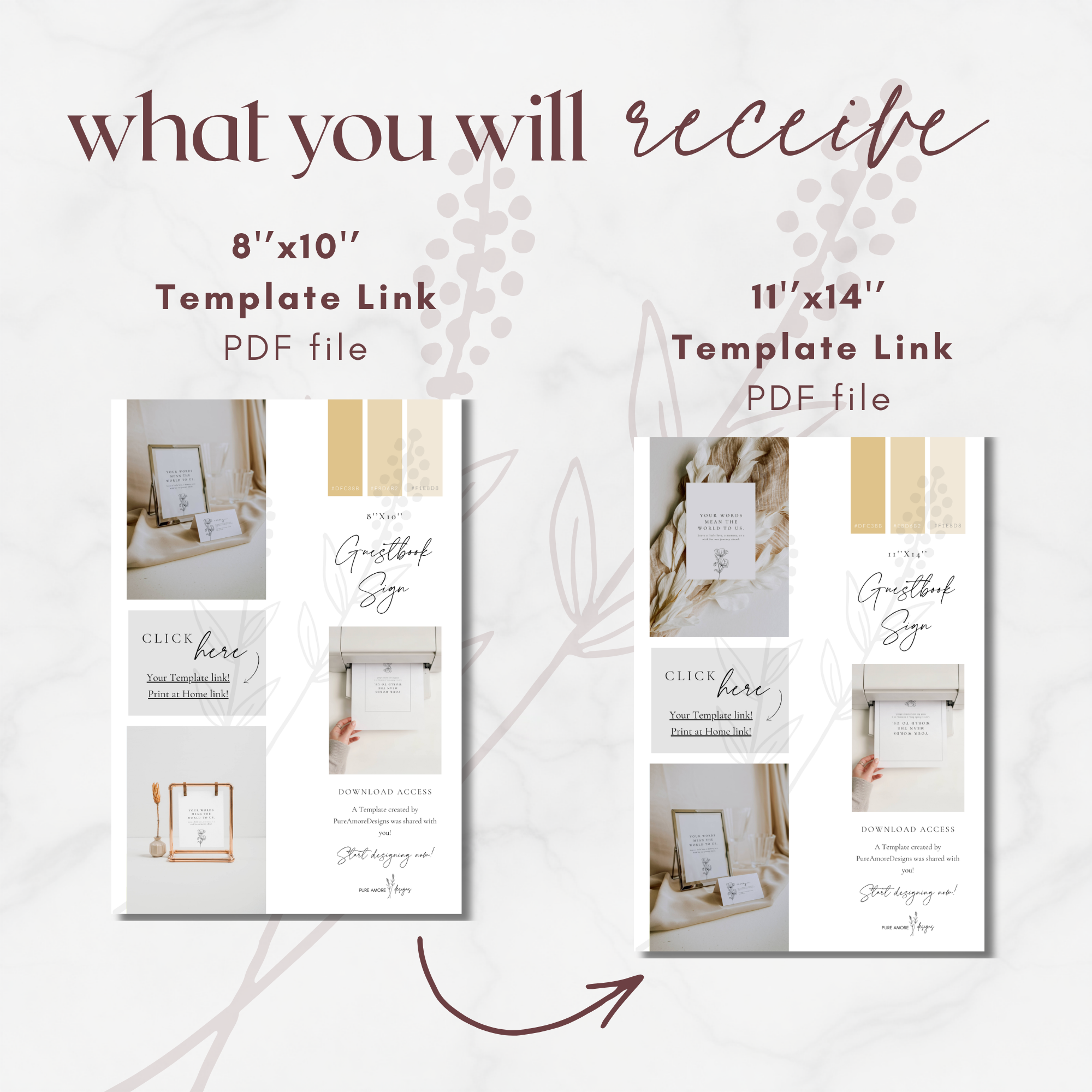 Alba Serenity Guest Book Wedding Sign Template