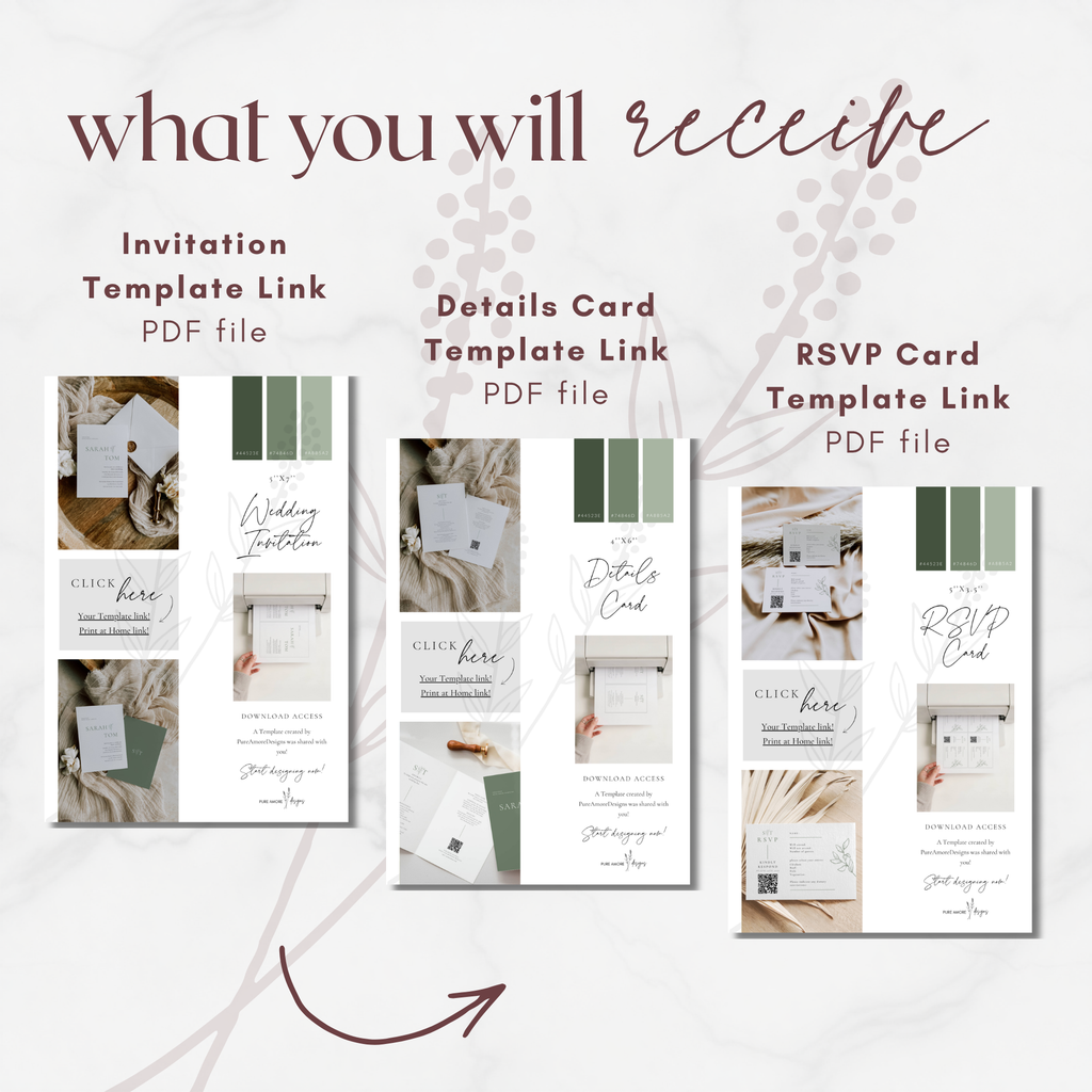 Oliva Essence Wedding Invitation Suite Templates