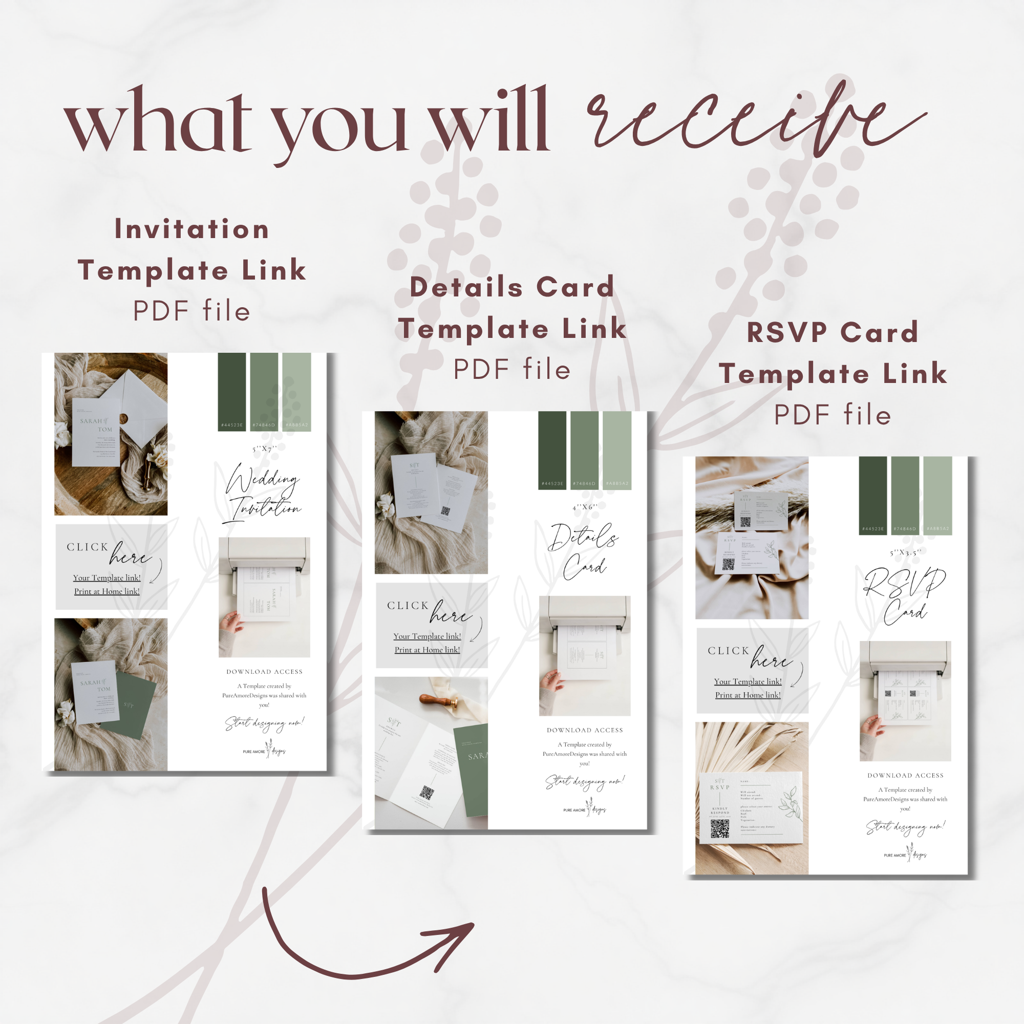 Oliva Essence Wedding Invitation Suite Templates