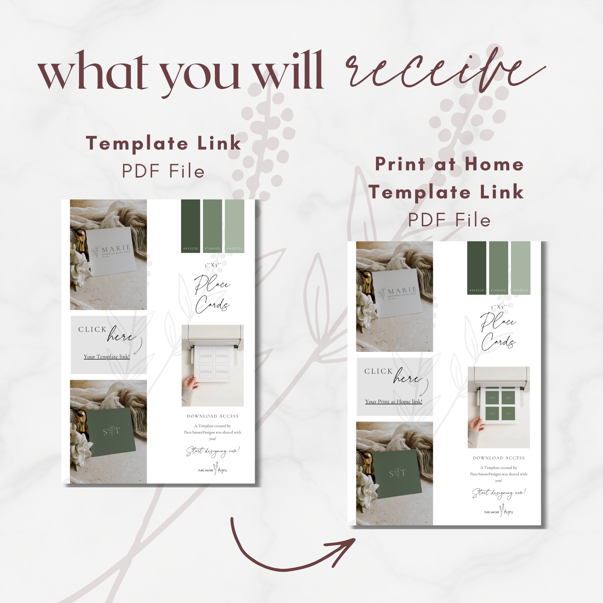 Oliva Essence Wedding Place Card Template