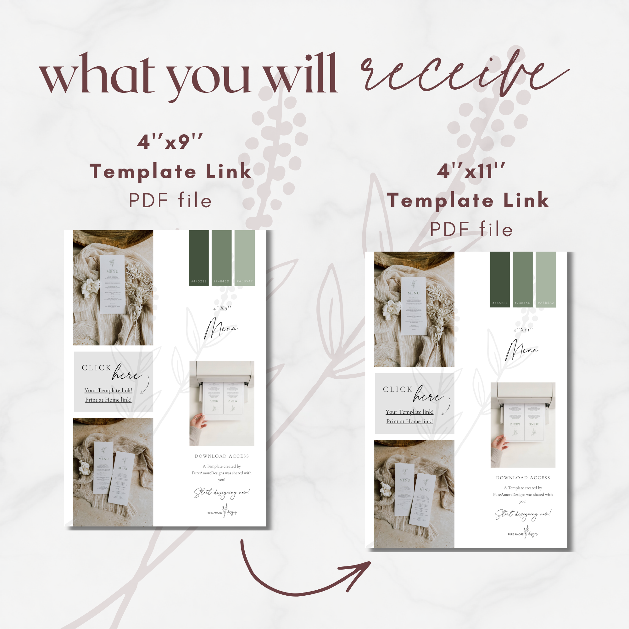 Oliva Essence Wedding Menu Template