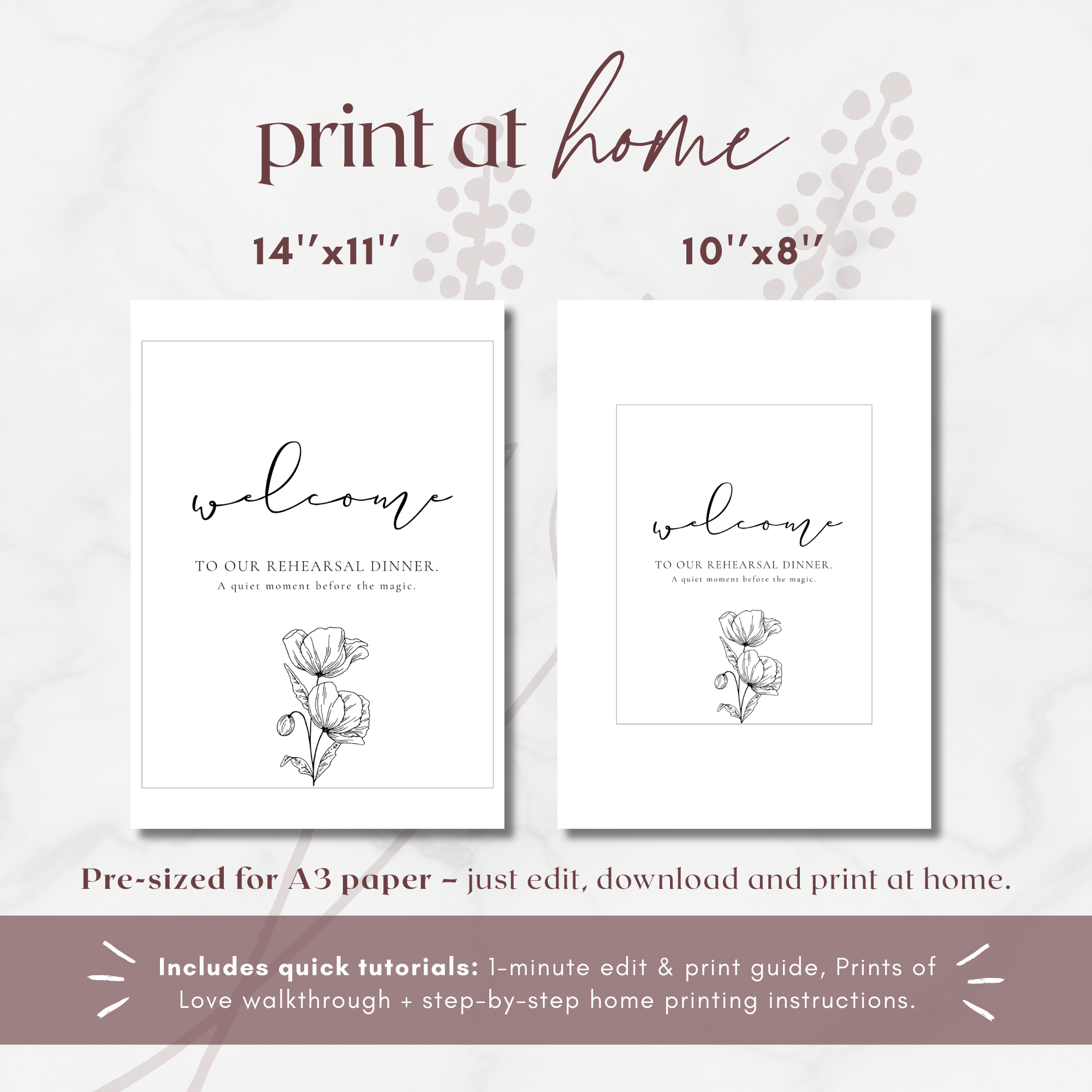 Alba Serenity Wedding Rehearsal Dinner Sign Template