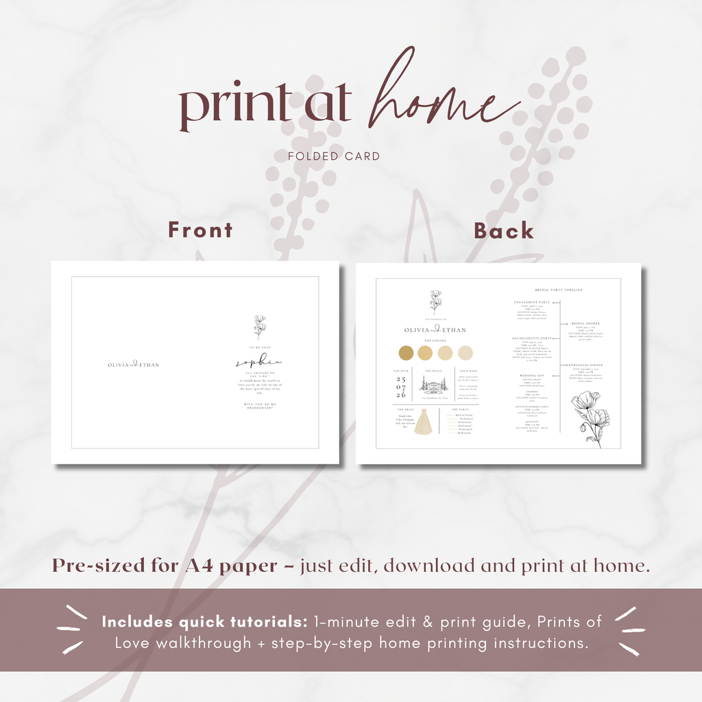 Alba Serenity Bridesmaid Info Card Template Bundle
