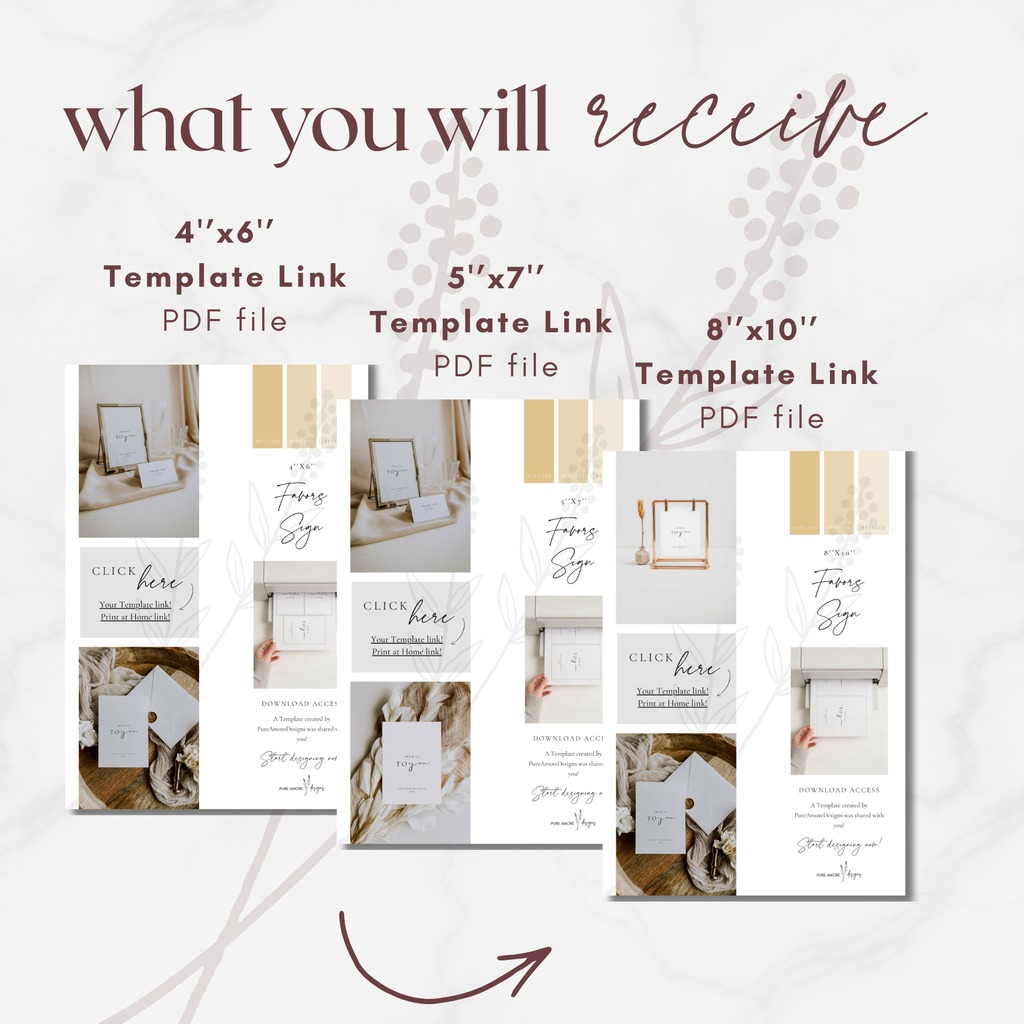Alba Serenity Wedding Favors Sign Template
