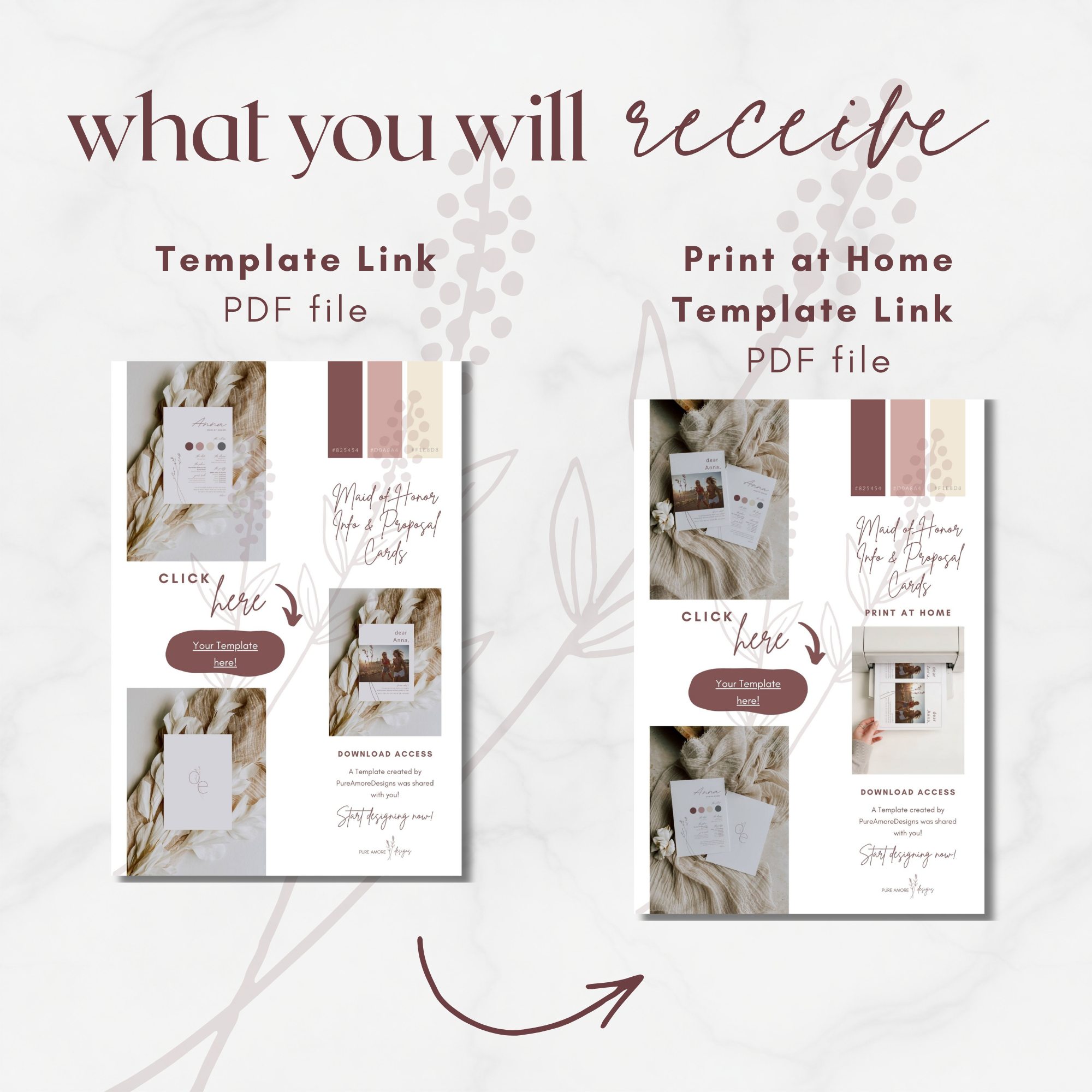 Modern Romantic Maid of Honor Proposal Card Template