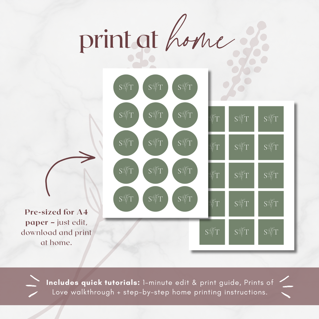 Oliva Essence Wedding Favor Sticker Template