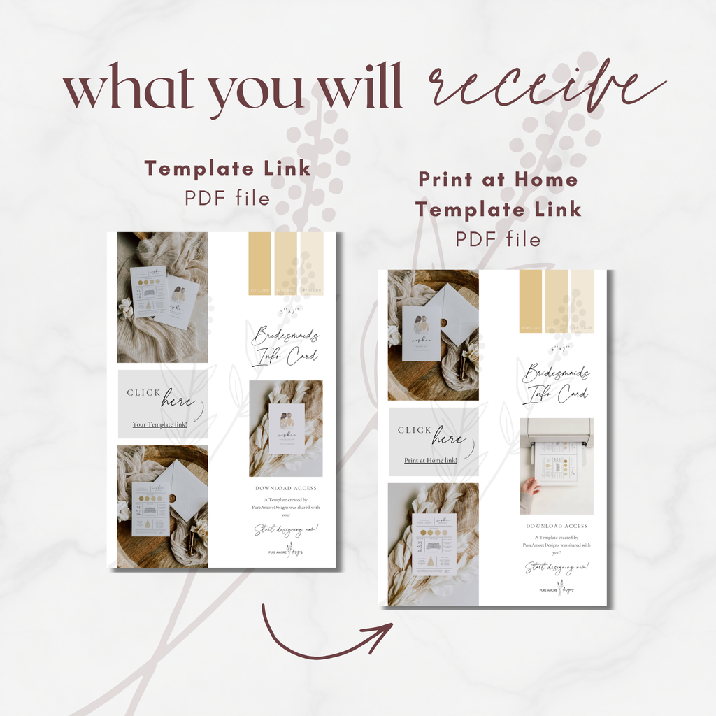 Alba Serenity Bridesmaid Info Card Template