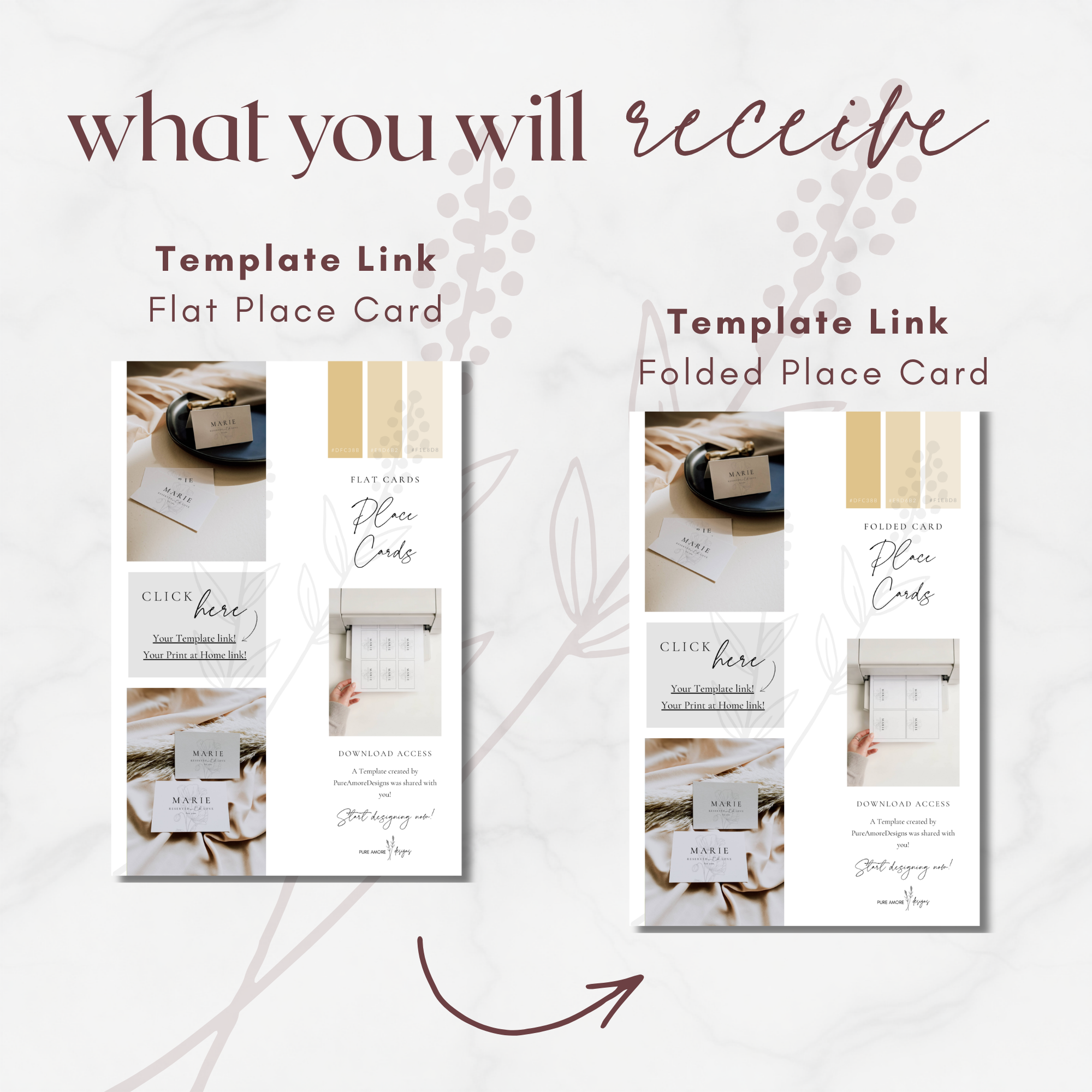 Alba Serenity Flat Wedding Place Card Template