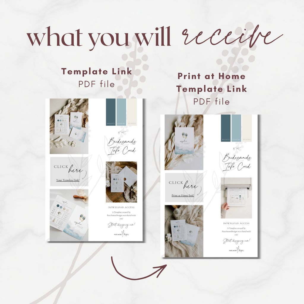 Coastal Whisper Bridesmaid Info Card Template Bundle