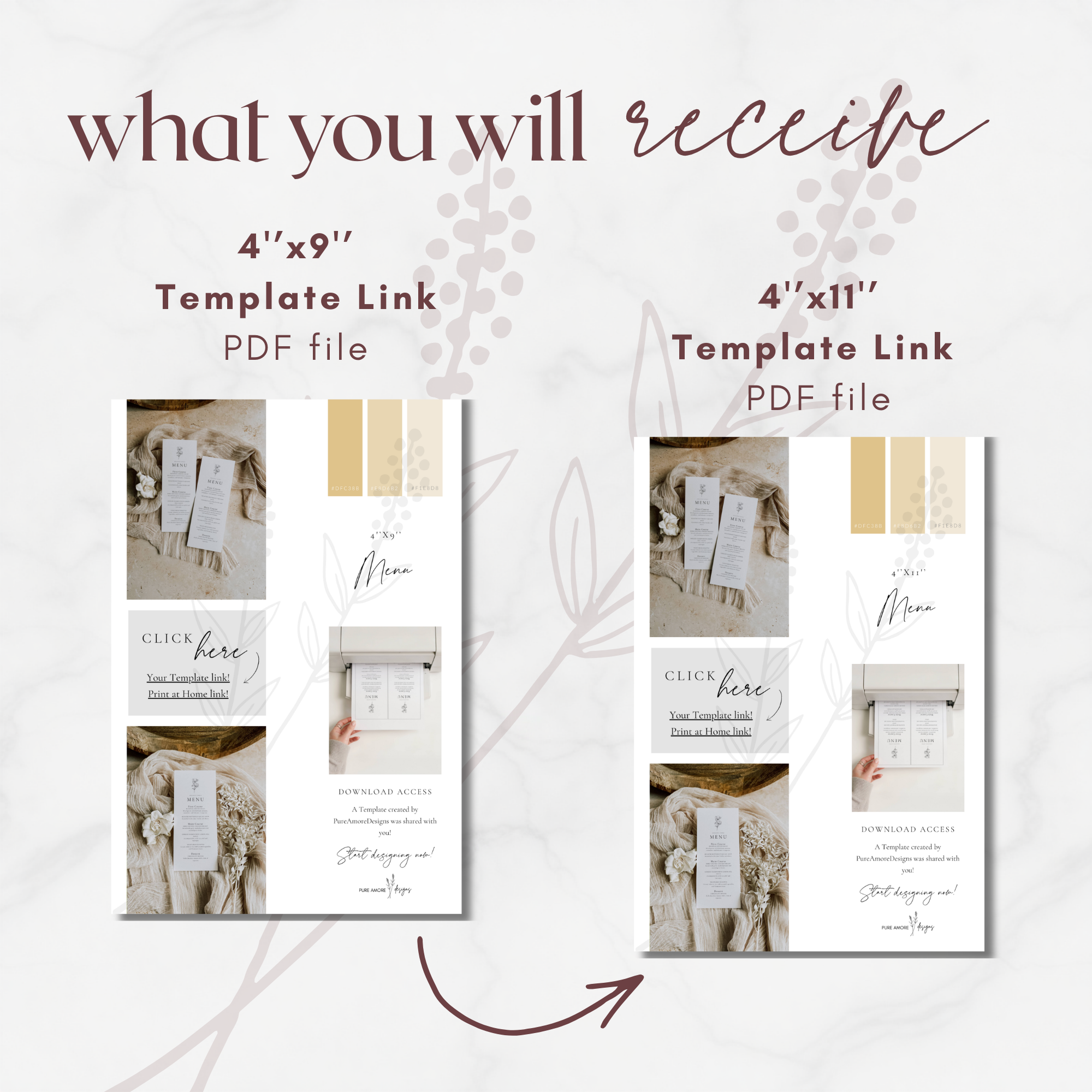 Alba Serenity Wedding Menu Template