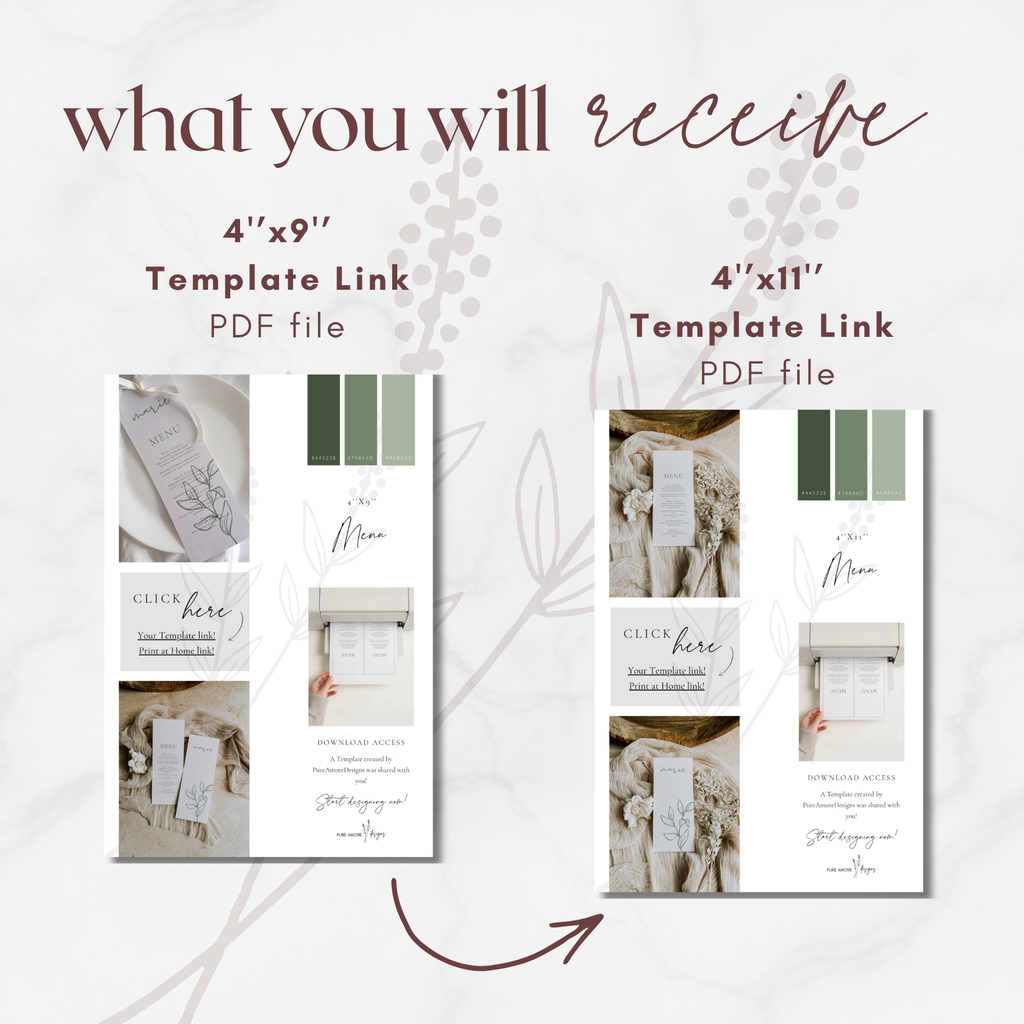 Oliva Essence Wedding Menu Template