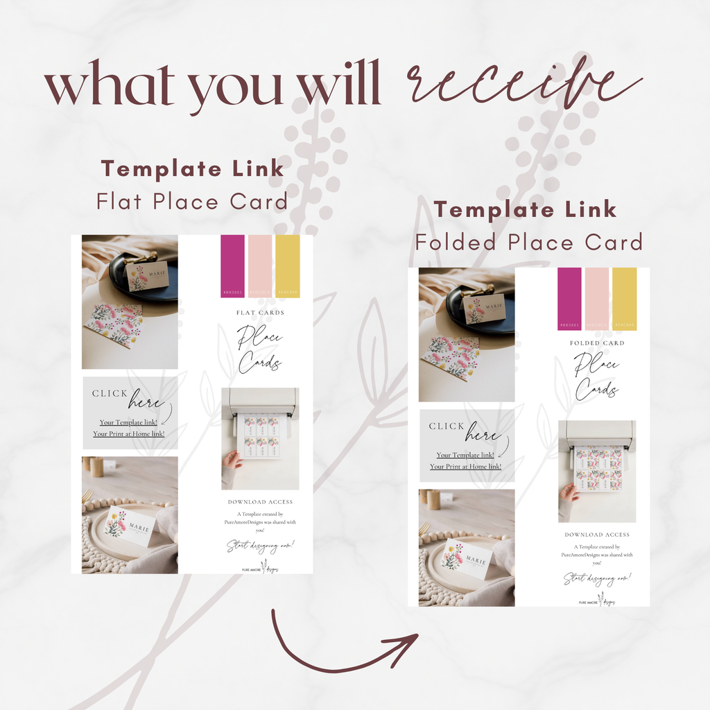 Aurora Vale Wedding Place Cards Template