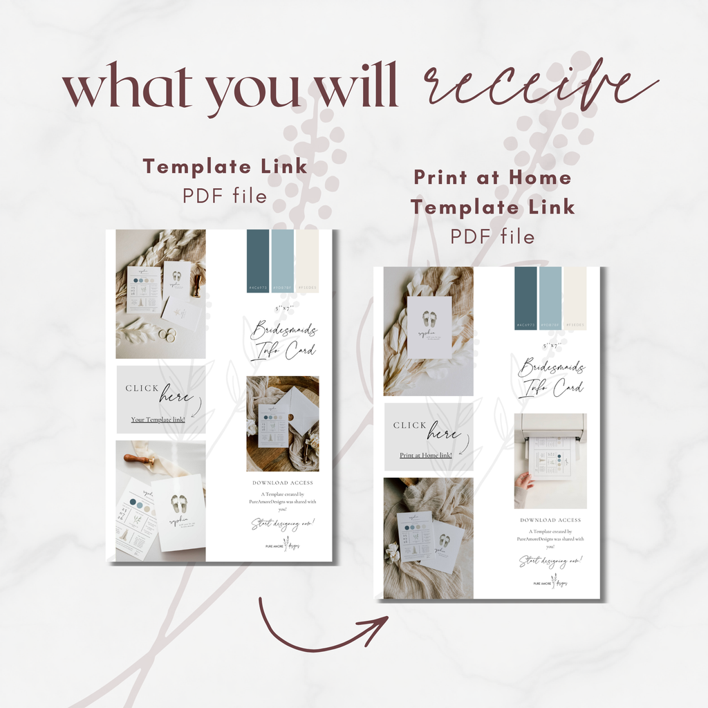 Coastal Whisper Bridesmaid Info Card Template