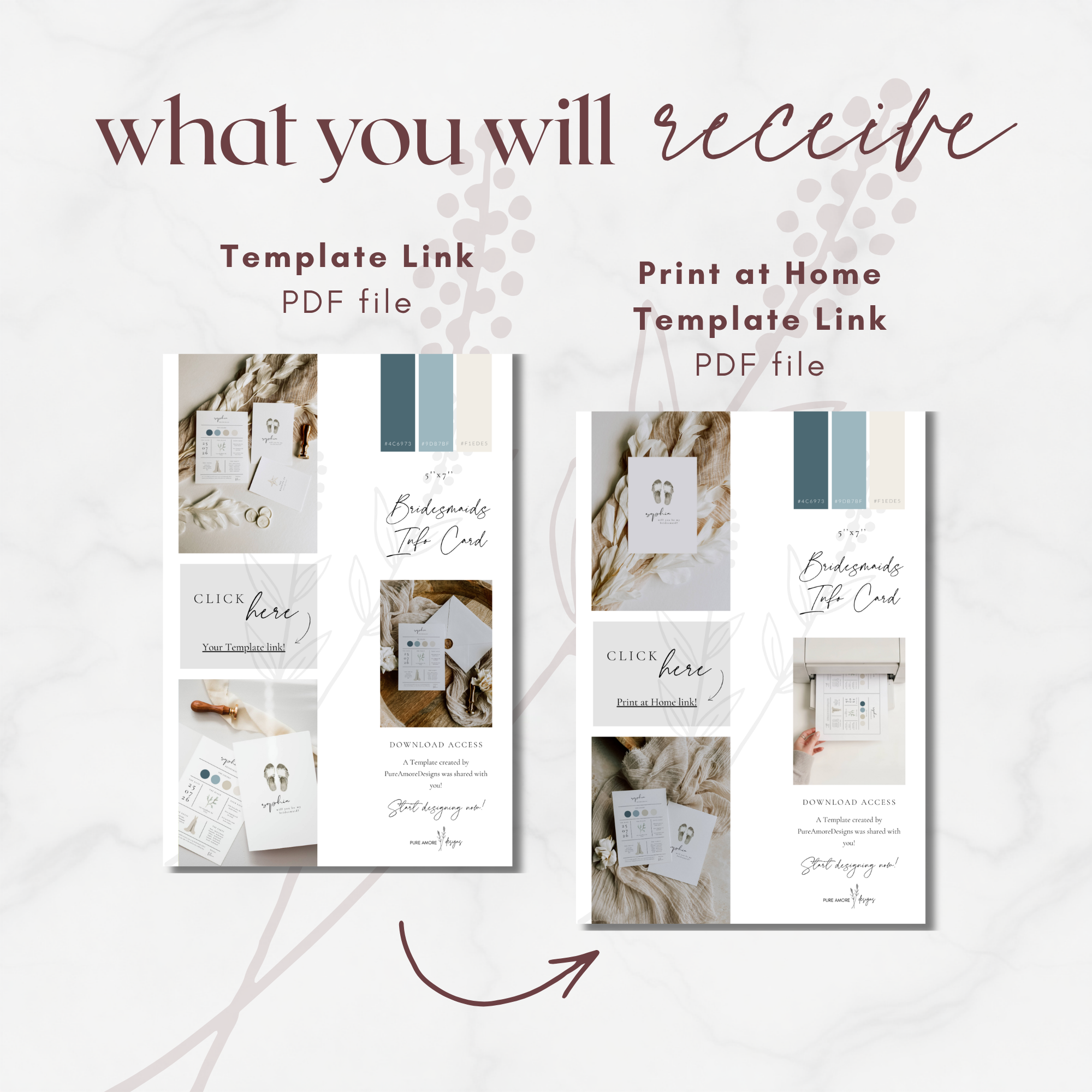 Coastal Whisper Bridesmaid Info Card Template