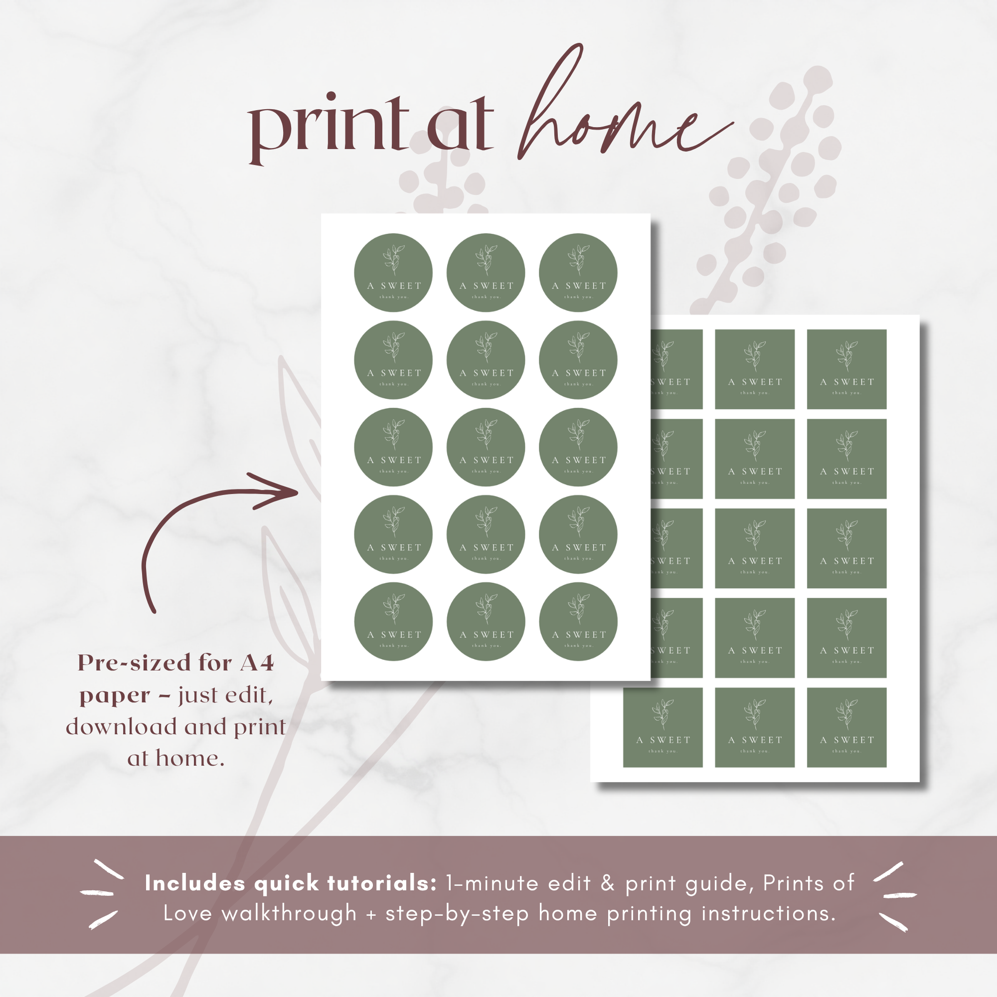 Oliva Essence Wedding Favor Sticker Template