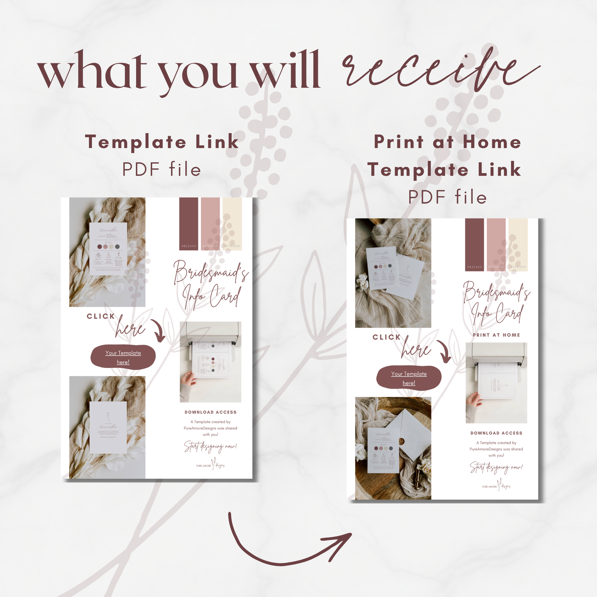 Modern Romantic Bridesmaid Info Card Template